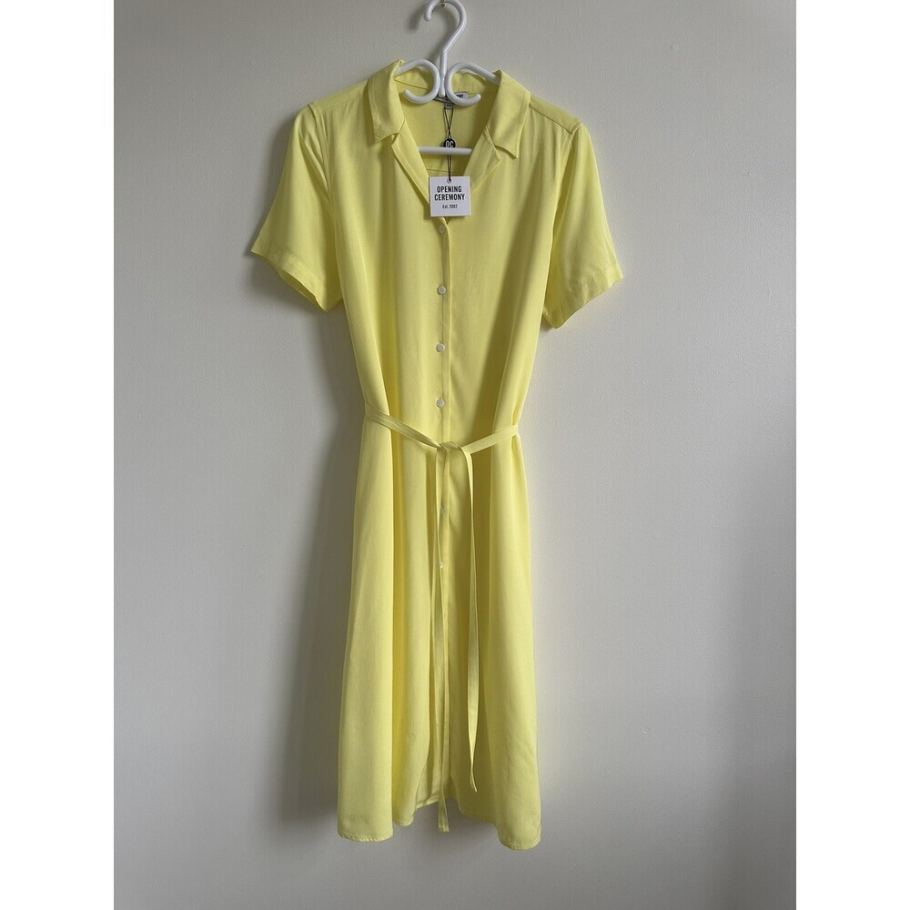 Opening Ceremony Women's Lace Up Back Shirt Dress In Daffodil Yellow Size M $569